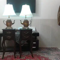 آباژور چراغ خواب جفت عتیقه وارداتی سفالی|کلکسیون اشیاء عتیقه|یزد, |دیوار