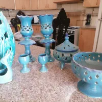 ظروف سفالی فیروزه ای|صنایع دستی و سایر لوازم تزئینی|کرمان, |دیوار