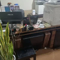 میز مدیریت سه بعدی MDF طرح ال و سه تکه