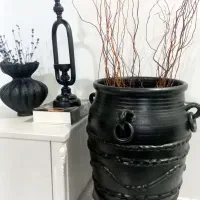 گلدان سفالی خام رنگ شده