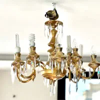 لوستر آبکاری طلا رنگ ثابت۱۲شاخه و لوسترجفت قرمز|لوستر و چراغ آویز|اصفهان, گلزار|دیوار