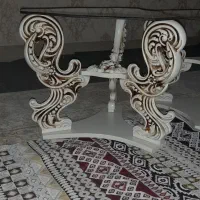 میزعسلی سه تیکه رنگ استخوانی درحدنوو بدون خط وخش