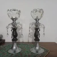 یک جفت شمعدان کریستالی