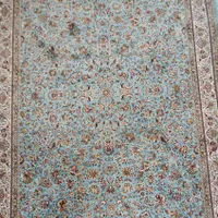 دو تخته فرش محتشم شش متری طرح گل و مرغ آبی