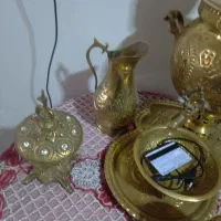 سماور به همراه پارچ سینی کاسه و دو قندون بزرگ|سماور، چای‌ساز، قهوه‌ساز|بهارستان, |دیوار