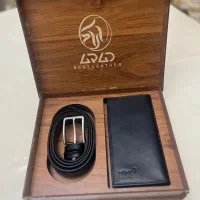 ست کمربند و کیف پول چرم طبیعی mont blanc