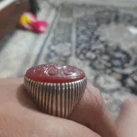 انگشتر عقیق یمن خطی رکاب سوزنی فاخر کهنه