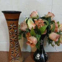 دو عدد گلدان سفالی وکریستال|گل مصنوعی|مشهد, رسالت|دیوار