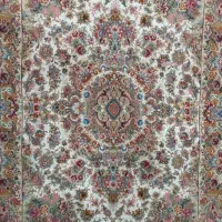 قالیچه ابریشم خطیبی گلدانی