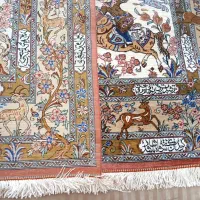 قالیچه دستباف تمام ابریشم نقش شکارگاه نو|فرش|تهران, امانیه|دیوار