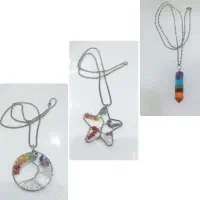 آویز گردنی نقره زنونه نگینهای فیروزه و معدنی