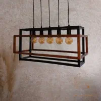 لوستر چوبی پنج لامپه