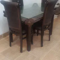 میز صندلی چهارنفره چرم نهارخوری مرتب