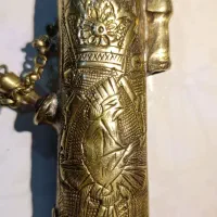 فندک بنزینی عتیقه نگین دار دست ساز برنز