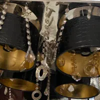لوستر سقفی چهار شعله با طرح چرم مشکی
