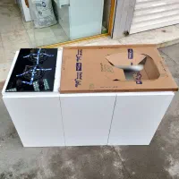 ست سینک کابینت و گاز دو شعله 3 درب فلز درب چوب