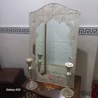 آینه و شمعدون برنج|صنایع دستی و سایر لوازم تزئینی|همدان, |دیوار