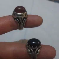 انگشتر نقره دوعدد یک عددش عقیق و یک عددش شَبَه 925