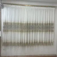 ۴عدد پرده‌ کتان‌گیپور همراه با چوب‌پرده و زیرپرده