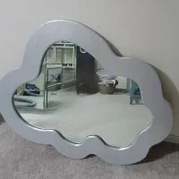 آینه چوبی دفرمه نقره ای