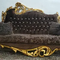 سرویس مبل ۷ نفره نیمه استیل همراه با میز های عسلی