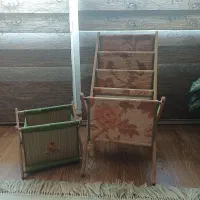 استند جای کتاب و مجله چوبی حصیری