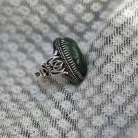 انگشتر عقیق سبز رکاب نقره