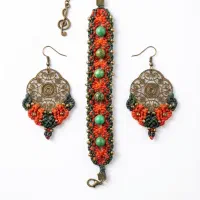 ست زیورآلات گوشواره و دستبند برنجی