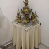 ست کامل سماوربرنجی بامیزخاطره|کلکسیون اشیاء عتیقه|اندیمشک, |دیوار