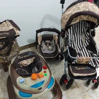 سرویس ۴ تیکه کالسکه و کریر و روروک و کیف نوزاد