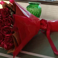 گل رز روبانی دسته گل مصنوعی شیک ماندگار|گل مصنوعی|قم, زنبیل آباد|دیوار