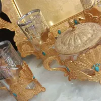 سرویس چای خوری فلزی طلای رنگ ثابت|ظروف سرو و پذیرایی|مشهد, توس فردوسی|دیوار