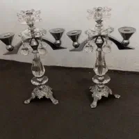 شمعدان کریستال نقره ای