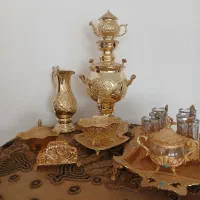سماور تزئینی مسی روکش آب طلا