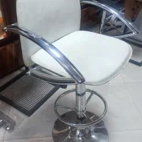 صندلی گردان  جک دار استیل و چرم