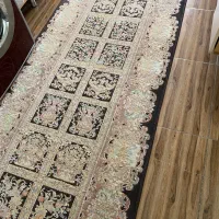 فرش کناره ۱در۵ بلژیکی ابریشم طور با ۲تا پادری ست