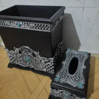 سطل وجادستمال کاغذی نگین فیروزه ای|صنایع دستی و سایر لوازم تزئینی|نظرآباد, رسالت|دیوار