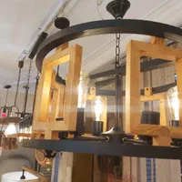 لوستر مدرن چوب و فلز|لوستر و چراغ آویز|اصفهان, مصلی|دیوار