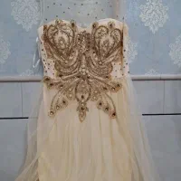 پیراهن مجلسی نامزدی با رویه تور کارشده