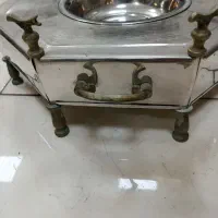 منقل استیل قدیمی با پایه ها و دسته ها ی برنزی|کلکسیون اشیاء عتیقه|کرج, گلشهر|دیوار