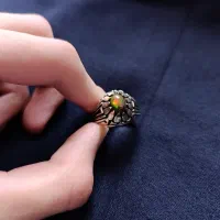 انگشتر اوپال با رکاب دست‌ساز