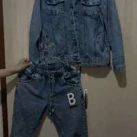 جلیقه شلوار لی و کت شلوار مشکی در حد نو