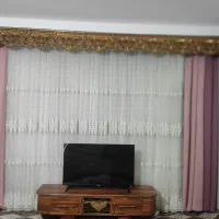 پرده حریر همراه بال های دو طرف با کتیبه