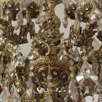 لوستر برنجی ۱۶ شاخه با دوعدد دیوار کوب