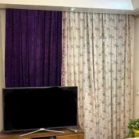 پرده پذیرایی حریرگلدار ترک همراه یلان مخمل