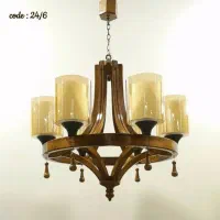 لوستر تابان ۶شعله چوبی|لوستر و چراغ آویز|اصفهان, مصلی|دیوار