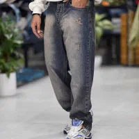 نیم بگ جین مردانه نفتی تینت کد819