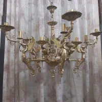 لوستر برنجی اصل آیینه و شمعدان قدی برنجی|لوستر و چراغ آویز|تهران, نیروی هوایی (پیروزی)|دیوار