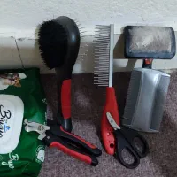 تعدادی برس و شانه و دستمال مرطوب