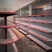 قفسه هایپر و فروشگاه با رنگ سفید قرمز حفاظدار